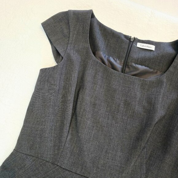 Calvin Klein Women's Career Mini Dress Size Large Charcoal Grey Cap Sleeves Work - Picture 4 of 15